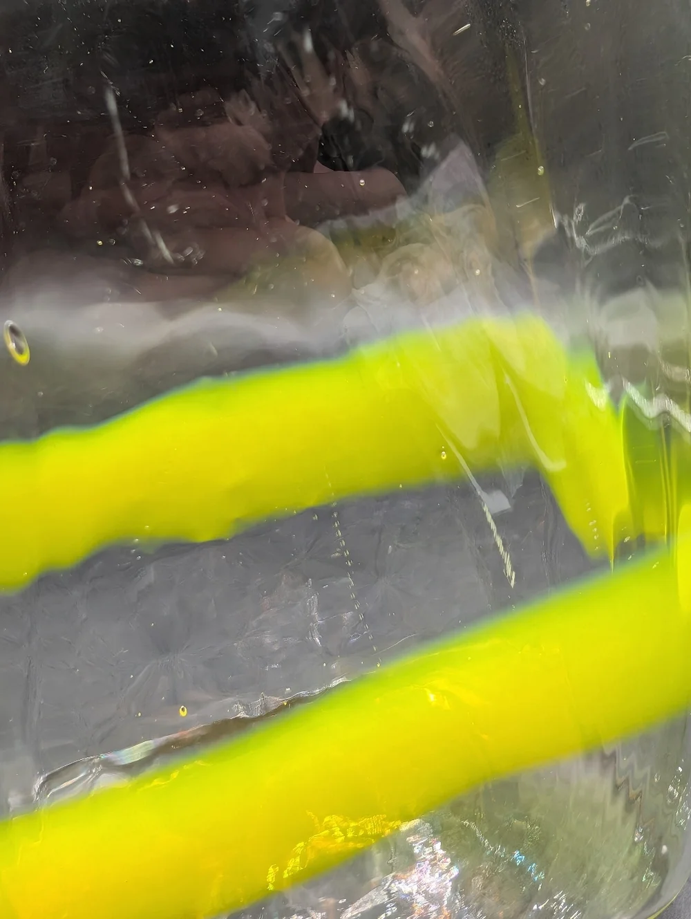Pierre Cardin for Venini Murano Italian Ribbon Glass Vase 10", Neon Yellow Clear - Picture 7 of 13